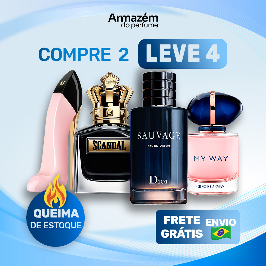 4 Perfumes Importados (100ml) - Good Girl Blush | Scandal | Sauvage | My Away (5 Anos Armazém do Perfume)