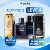 4 Perfumes Masculinos (100ml) - 1 Million | Bleu de Chanel | Sauvage | 212 VIP Black (5 Anos Armazém do Perfume)