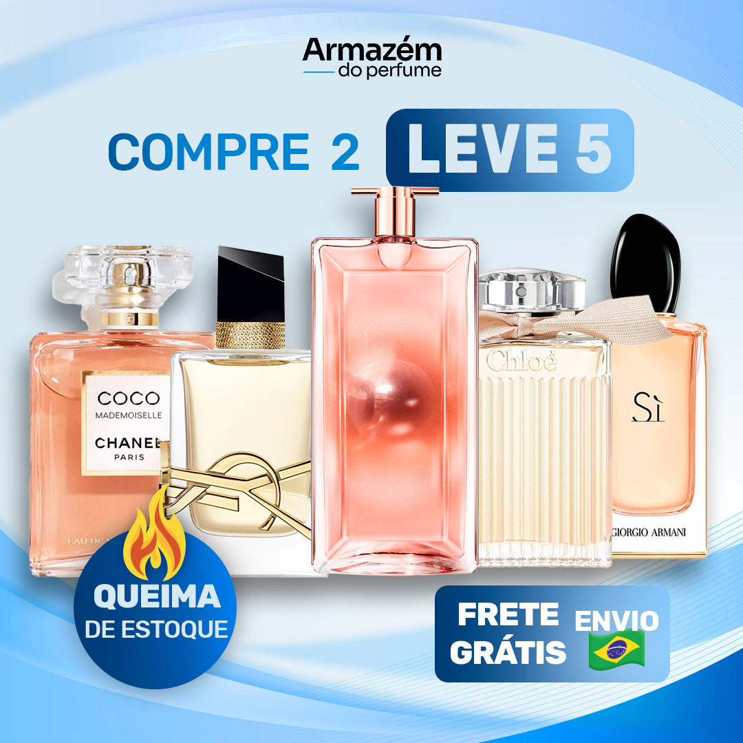 5 Perfumes Femininos  (100ml) - Libre | Mademoiselle | Idolê | Chloé | Si armani (5 Anos Armazém do Perfume)